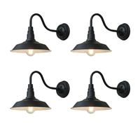 Moddeny 4 Pack Applique Murale extérieure étanche IP54 Vintage 9,8 Pouces en Fer col de Cygne extérieur Applique Murale Noir Ferme Support Mural Grange lumière rétro Appliques pour Porche, Garage