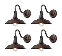Moddeny 4 Pièces Vintage Fer Applique Murale Rétro IP54 Étanche Lampe Murale Extérieur Montage Mural Bronze Col De Cygne Applique Murale Pour Porche Garage Patio Porte