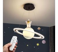 Moddeny Suspensions Planètes pour Chambre d'Enfants avec Télécommande, Lampes Suspendues à Globe LED Modernes, Lustre Suspendu Réglable 3CCT en Acrylique et Verre pour Salon et Chambre d'Enfants