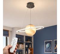 Moddeny Suspensions Planètes pour Chambre d'Enfants avec Télécommande, Lampes Suspendues à Globe LED Modernes, Lustre Suspendu Réglable 3CCT en Acrylique et Verre pour Salon et Chambre d'Enfants