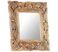 &Mode Miroir mural Suspendu - Miroir sculpté à la main - Marron 50x50cm Bois de manguier massif Sale881722