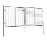 Mode Portail de Jardin en Acier Galvanisé Argent 306 x 150 cm avec largeur réglable 71488