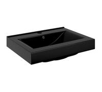 Mode Quincaillerie - vidaxl - Vasque à poser en céramique noir perçage pour la robinetterie 60x46cm - pour maison N1B3860