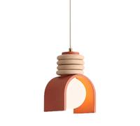 MODEBHD Lampe Suspendue en résine Orange, décoration de Chevet, Lampe Suspendue en Bois Massif, Lampe Suspendue Nordique Minimaliste, Lustre E27 pour Table, Salon, Chambre à Coucher, Couloir