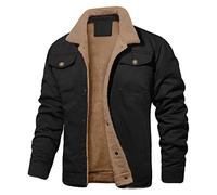 Modeewel Veste d'hiver en polaire pour homme - Coupe ajustée - Veste d'affaires décontractée - Veste de travail avec boutons - Manteau d'hiver doublé - Veste cargo chaude - Veste de loisirs
