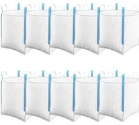 Modèle 1 : sac pour ouvriers du bâtiment, 85 cm x 85 cm x 85 cm, grand sac, robuste, blanc, lot de 10
