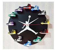 Modèle de chaussure 3D, horloge murale 3D, mobilier de bureau, de maison, de sport, basket-ball NBA, fond noir, motif blanc