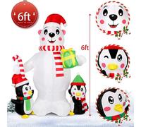 Modèle De Noël Gonflable De 1,8 M - Ours Pingouin De Noël, Décoration De Noël Gonflable, Adaptée Aux Pelouses Extérieures, Aux Cours Et Aux Jardins
