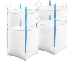 Modèle de sac de chantier d'une tonne, 85 cm x 85 cm x 85 cm, sac jumbo, robuste, blanc, lot de 4