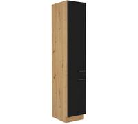 MODENA - Colonne - 2 portes - 40 x 57 x 210 cm - Chêne artisan / Noir mat