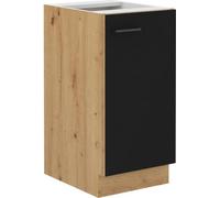 MODENA - Meuble bas - 1 porte battante - 40 x 52 x 82 cm - Chene artisan / Noir mat - Plan de travail non inclus