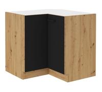 MODENA - Meuble bas d'angle - 2 portes - 89 x 89 x 82 cm - Chêne artisan / Noir mat - Plan de travail non inclus