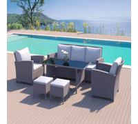 Concept Usine – Salon de jardin Modena 7 places en résine tressée gris