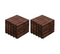 Modenuit lot de 22 dalles de terrasse clipsables 30 x 30 cm en bois d'acacia, motif damier marron