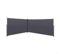 Modenuit Store lateral retractable double 180 x 600 cm brise-vue pare-vent protection solaire gris fonce