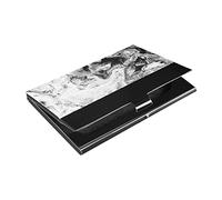 Modern Art Porte-cartes de visite fin en cuir PU et acier inoxydable avec peintures acryliques et marbrées Noir/blanc