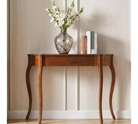 Modern Solid Wood Console Table,Half-Moon Entryway Table with Drawer | Semi-Circle Entryway Vintage Sofa Tables,Versatile Entryway Tables,Drawer Storage(Rosso,104x37x80cm)