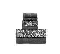 Modern Threads Amaris Lot de 6 Serviettes Jacquard réversibles en Fil Teint - Serviettes de Bain, essuie-Mains et débarbouillettes - Super absorbantes et à séchage Rapide - 100% Coton peigné -