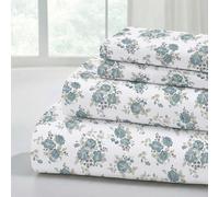 Modern Threads Draps imprimés en Microfibre Douce - Draps de lit Luxueux en Microfibre - Comprend Un Drap Plat, Un Drap-Housse avec Poches Profondes et des taies d'oreiller Forever Roses King