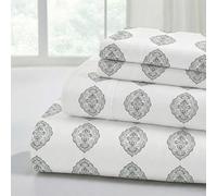 Modern Threads Draps imprimés en Microfibre Douce - Draps de lit Luxueux en Microfibre - Comprend Un Drap Plat, Un Drap-Housse avec Poches Profondes et des taies d'oreiller Claire Queen Size