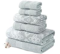Modern Threads Lot de 6 pièces : 2 Serviettes de Bain, 2 essuie-Mains, 2 débarbouillettes en Fil Jacquard Teint en Fil uni, Charlize, Sauge foncé