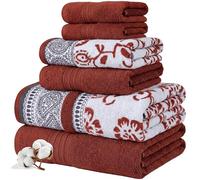 Modern Threads Ophelia Clay Lot de 6 Serviettes de Bain, 2 essuie-Mains, 2 débarbouillettes en Fil Jacquard Teint