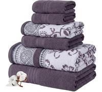 Modern Threads Ophelia Orchid Lot de 6 Serviettes de Bain, 2 essuie-Mains, 2 débarbouillettes en Fil Teint en Fil Jacquard uni