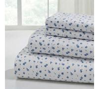 Modern Threads Parure de lit Douce et Soyeuse en Microfibre Infroissable, draps de lit de Luxe en Microfibre Comprenant Un Drap Plat, Un Drap-Housse avec Poches Profondes et des taies d'oreiller Bleu