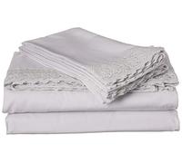 Modern Threads Parure de lit en Microfibre Douce et Dentelle au Crochet avec Drap Plat, Drap-Housse à Bonnet Profond et taies d'oreiller, Gris Tourterelle, King Size