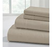 Modern Threads Parure de lit Twin Size Unie en Microfibre Douce, avec Drap Plat, Drap-Housse avec Bonnets Profonds et taies d'oreiller, Kaki