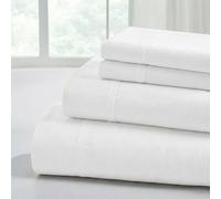 Modern Threads Parure de lit unie en microfibre douce - Draps de lit luxueux en microfibre - Comprend un drap plat, un drap-housse avec poches profondes et des taies d'oreiller - Blanc - Taille double