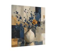 Modern Vase With Blue Blossoms Canvas Print Wall Art - Living Room Decor, Above Couch 36×36 inch (90×90 cm) - Square / 1.25 inch (3 cm)