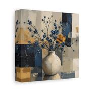Modern Vase With Blue Blossoms Canvas Print Wall Art - Living Room Decor, Above Couch 6×6 inch (15×15 cm) - Square / 1.25 inch (3 cm)