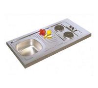 Evier cuisinette inox 18-10 lisse à poser avec 2 plaques électriques - MODERNA - CPAE120A00 - Gris