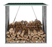 Moderne Abri de stockage de - bois - Acier galvanisé - 163x83x154 cm - Vert - Accessoire range-bûche @FR""7199""