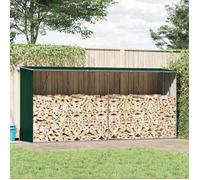 Moderne Abri de stockage de - bois - Acier galvanisé - 330x84x152 cm - Vert - Accessoire range-bûche @FR""8799""