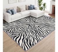 Moderne Abstrait Motif Animalier Tapis Interieur Poils Antidérapant Courts Moquette, Tapis Noir et Blanc Imprimé Zèbre Rayures Pour Enfants Garçons Fille Chambre Ramper 60 x 90 cm Nettoyage Facile