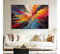 Moderne Abstrait Tableau Decoration Murale Salon, Explosion Couleurs Éclaboussures Peinture Impression sur Toile Cadre Mural - Tableau Peinture Sur Toile Décoration pour Chambre Cuisine 90 x 60 cm
