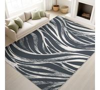 Moderne Abstrait Tapis 50 x 80 cm, Décoration D'Intérieur, Rug Luxueux Délicat Artistique Minimaliste Noir Blanc Texture pour Salon, Chambre à Coucher Tapis Lavable Et Antidérapant À Poils Ras