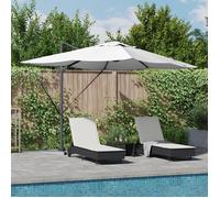 Moderne Anti-UV Parasol déporté avec LED Sable 352x251x265 cm Aluminium FR(53169143)