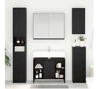 Moderne Armoire d'évier - Cabinet de salle de bain Sous lavabo avec étagère Chêne noir 80 x 33 x 60 cm@FR(605053）