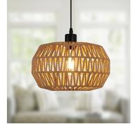Moderne Bambou Rotin Suspension, Ganeed Ferme Tissé Osier Abat-jour, Boho Luminaires Suspension Lampe Vintage Plafonnier