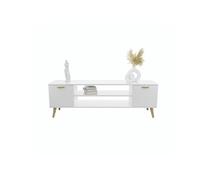 Meuble TV Focus Armoire TV - blanc pieds bois style scandinave L 155 cm