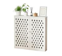Moderne Blanc Meuble Cache Radiateur avec Rangement Motif en Losanges | Lavable et Résistant aux Moisissures, Supporte Jusqu'à 15 kg, Armoire Design pour Salon Chambre Bureau(90x70x15)