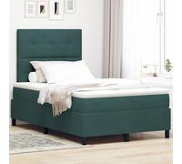 Moderne Bois pin réglable Chambre contemporaine Box Spring 120x200 cm Vert | Lit à Ressorts avec Matelas Vert foncé 120 x 200 cm Tissu, Cadre en Bois Pin Massif et Tête Réglable, Durable et Confortable