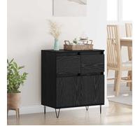 Moderne Buffet bahut - Commode/Buffet salon contemporain - Chêne noir 60 x 35 x 70 cm Bois d'ingénierie et fer@FR(493161）