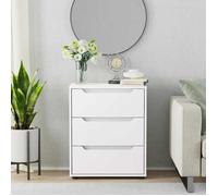 Moderne Buffet/Commode BURKE, Armoire de rangement, VISNES blanc 60x40x73 cm, bois d'ingénierie AA2780