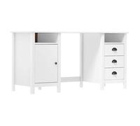 Moderne Bureau Hill - Blanc - 150x50x74 cm - Bois de pin - solide - Meuble de bureau @FR""2854""