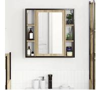 Moderne Cabinet Miroir de Salle de bain, SOLOMOON Meuble de bain, Beige 60x16x60 cm MM1615