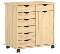 Moderne Cabinet roulant/Chariot roulant 1 pc - Enfilade de rangement - Marron 63,5x39x65,5 cm - Bois de Pin Massif @FR6565353